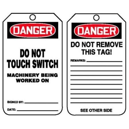 OSHA DANGER SAFETY TAG DO NOT TOUCH MDT215CTP